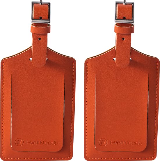 EverNeeds Gepäckanhänger - Gepäckanhänger für Koffer - Gepäckanhänger - PU Leder - Orange - 2 Stück Hobby & Sport