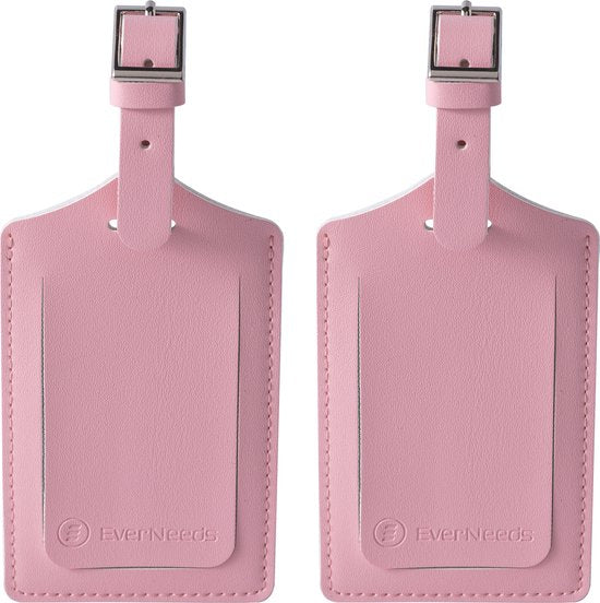 EverNeeds Gepäckanhänger - Gepäckanhänger für Koffer - Gepäckanhänger - PU Leder - Rosa - 2 Stück Hobby & Sport