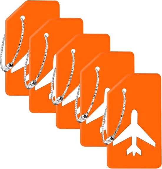 EverNeeds Gepäckanhänger - Silikon - Gepäckanhänger für Koffer - Gepäckanhänger - Orange - 5 Stück Hobby & Sport