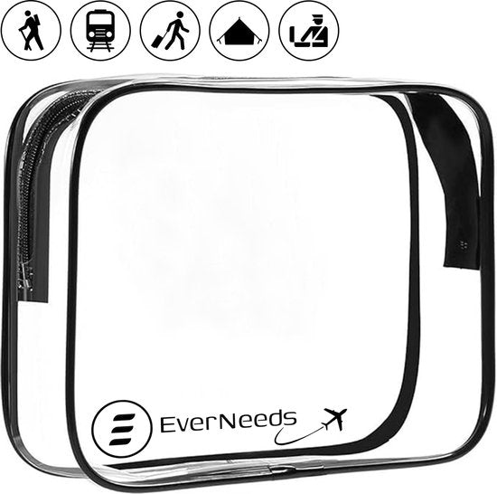 EverNeeds - Kulturtasche - Frauen und Männer - Organizer - 1 Stück - Transparent/Schwarz Kleidung