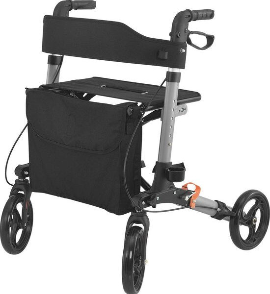 Faltbarer Rollator - Inkl. Sitz & Einkaufstasche - Schwarz Schön & Gesund