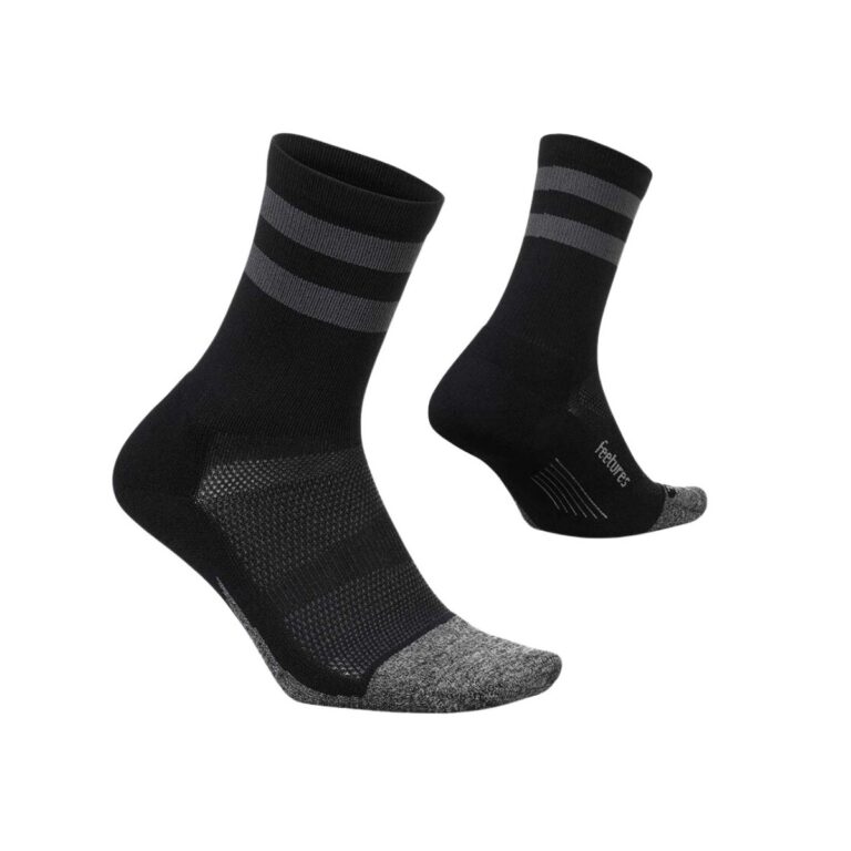 Feetures Elite Light Cushion Mini Crew High Top Socken Schwarz