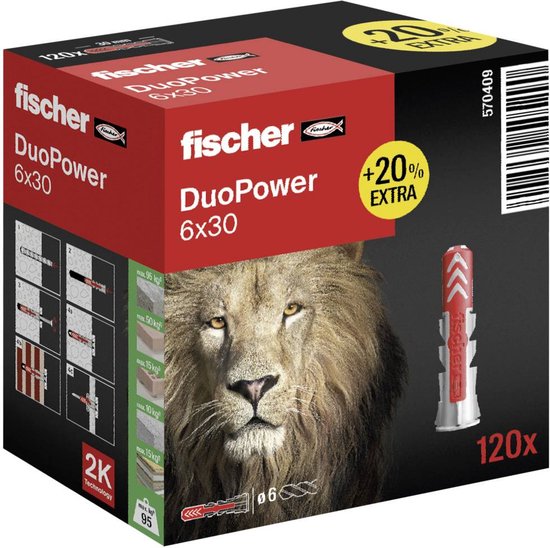 Fischer DUOPOWER 6 x 30 2-Komponenten-Dübel 30 mm 6 mm 570409 120 Stück(e) Werkzeuge