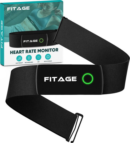 FITAGE Heart Rate Monitor XL HRM-DUAL - Herzfrequenzmessband mit Bluetooth und ANT+ Sensor - wiederaufladbare Batterie Hobby & Sport