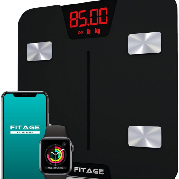 FITAGE - Smart Waage - mit App - misst 17 Körperwerte - Schwarz Hobby & Sport