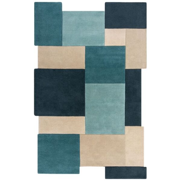 Flair Rugs Collage Wollteppich 120 x 180 cm in warmen