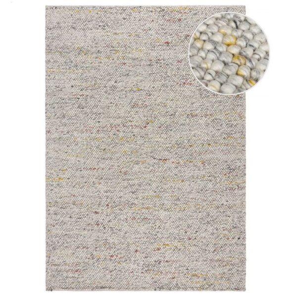 Flair Rugs Mineralien - Luxuriöser Wollteppich in Melange-Optik 80 x 150 cm - Weiche neutrale Farbtöne Wohnen & Kochen