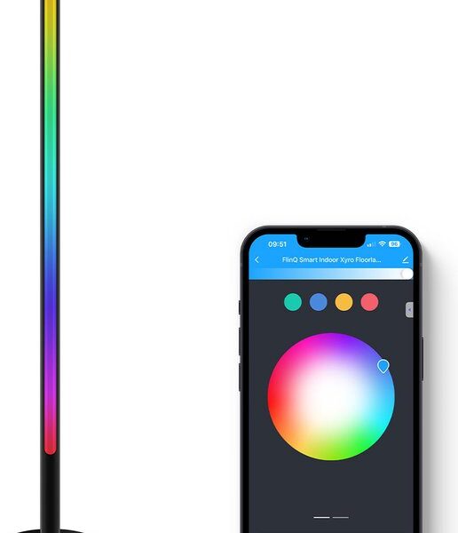 FlinQ Xyro LED Smart Stehleuchte - Stehleuchte - Alexa & Google Assistant - RGB - Schwarz Wohnen & Kochen