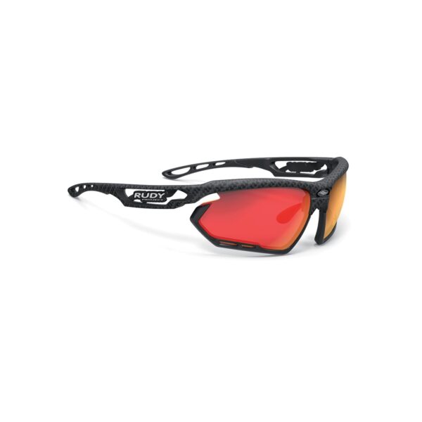 Fotonyk Rudy Project Carbonium Brille rote Spiegellinse - schwarzer Rahmen Fahrradbrillen