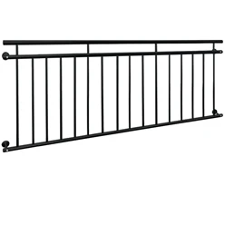 Französischer Balkon Schwarz 225x90 cm mit 16 Füllstäben aus pulverbeschichtem Stahl 6943