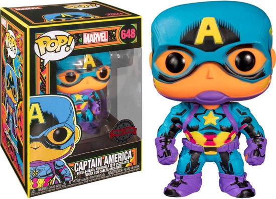 Funko Captain America (Schwarzes Licht) - Funko Pop! - Marvel Figur - 9cm - Nr. 648 Wohnen & Kochen