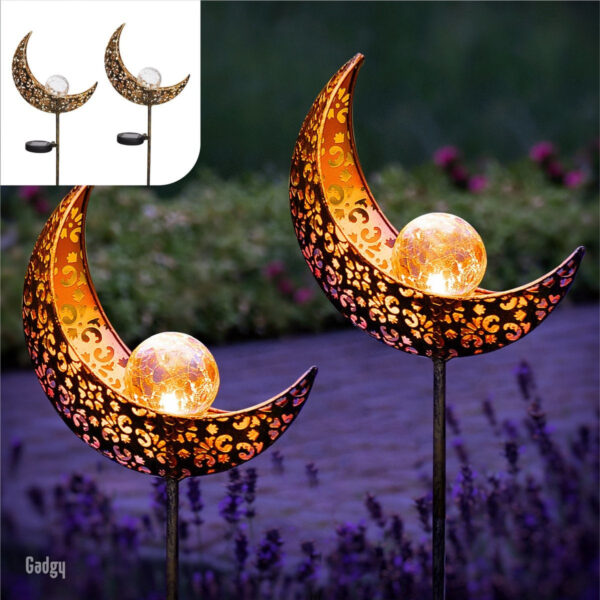 Gadgy -- Solar-Mondlampe - MIT Erdspieß und Sensor - 2 Stück - Bronze/Gold -88 cm Wohnen & Kochen