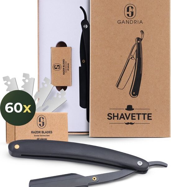 Gandria Shavette Open Razor - Classic Flip Razor - Barbier & Barbiermesser - Sicherheitsrasiermesser - Rasiermesser für Männer - Inkl. 60 Rasierklingen Schön & Gesund