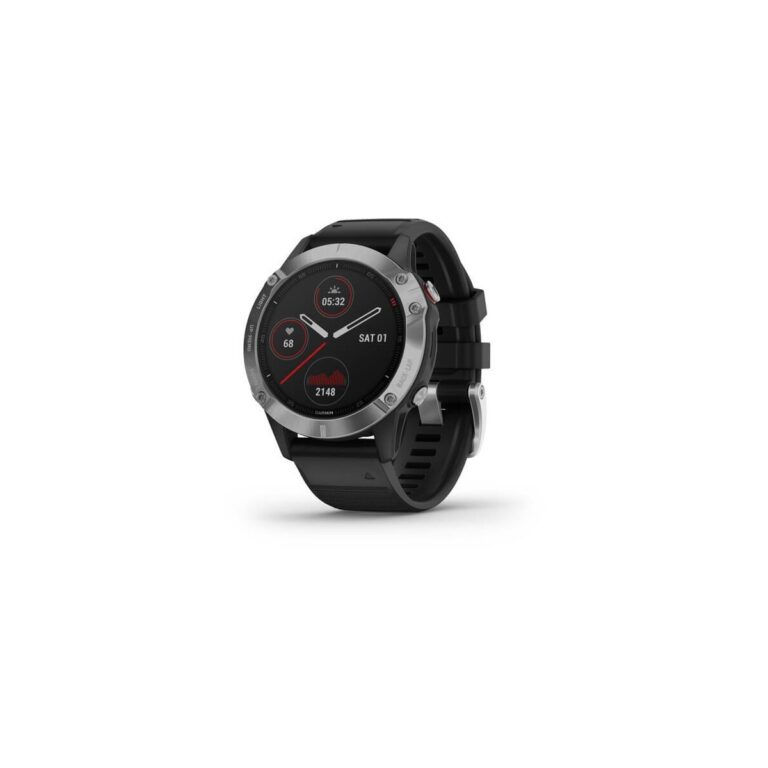 Garmin Fenix 6 Silber mit schwarzem Armband Laufzubehör