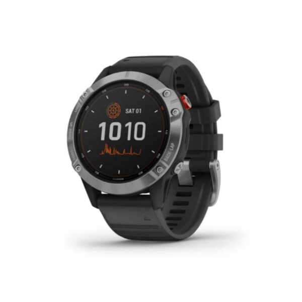 Garmin Fenix 6 Solar Silber mit schwarzem Armband Fahrradzubehör