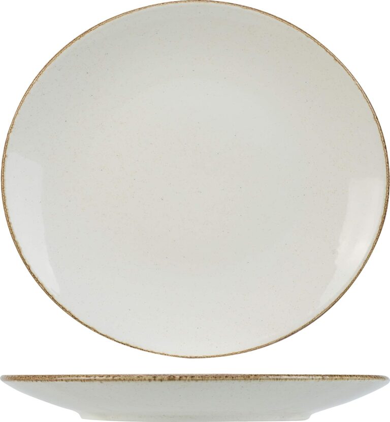 Gemütliche & trendige Dessertteller 6er Set - Elfenbein Granit - Ø22 cm - Keramik Stengods Wohnen & Kochen