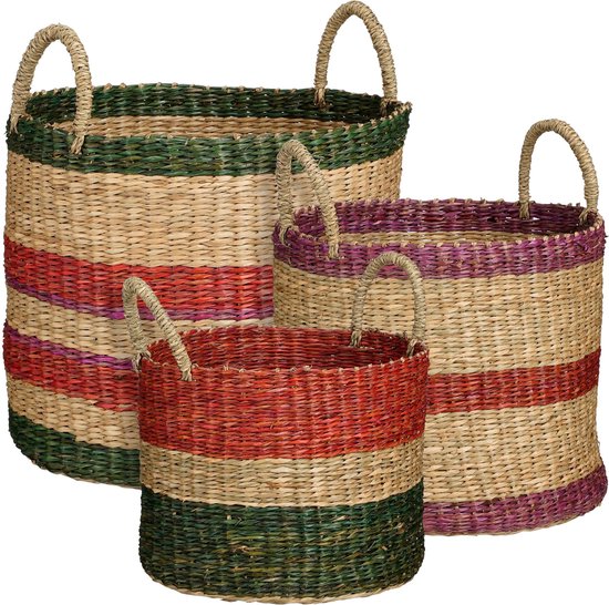 Glimmer Dekorationen Korb - 3er Set - H29 x Ø32 cm - Braun