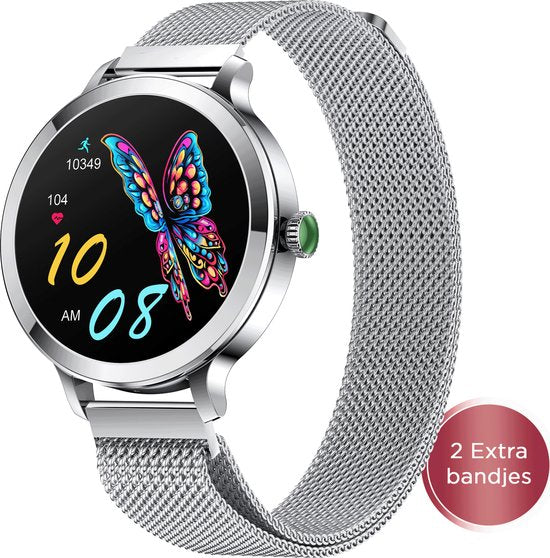 Golden Sound AMOLED Smartwatch Ladies - 3 zusätzliche Armbänder - Geeignet für jeden Laptop und jedes Smartphone - Schrittzähler - Schlafüberwachung - Sättigungsüberwachung - 40mm Elektronik