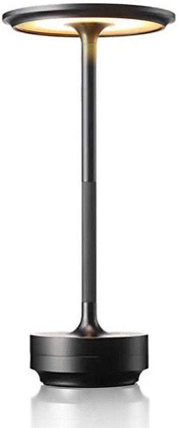 Goliving Tischlampe Wiederaufladbar - Kabellos und dimmbar - Moderne Touch-Lampe - Nachtlampe für das Schlafzimmer - Spritzwassergeschützt - 27 cm - Schwarz Wohnen & Kochen