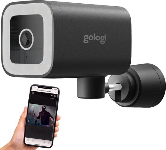 Gologi - Premium Überwachungskamera - Außen - mit Nachtsicht - 4MP - IP Kamera - Bewegungssensor - mit Kabel & Wifi - Schwarz Haus & Garten