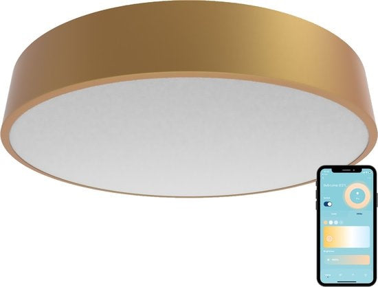 Gologi Smart Ceiling Lamp - Deckenleuchten - LED RGB - Deckenleuchte - Industrial - Schlafzimmer & Wohnzimmer - Ã˜ 30cm - Gold Wohnen & Kochen