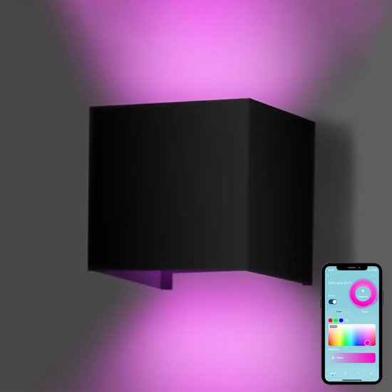 Gologi Smart Wall Lamp - Innen- und Außenbeleuchtung - Up Down Lighting - Dimmbar - Industrie - Smart Lamp - Außenleuchte - Wasserdicht - Energieeffizient und Rostfrei - RGB - Mit App - Schwarz Wohnen & Kochen