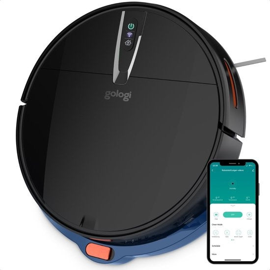 Gologi Staubsaugerroboter mit Wischfunktion - Automatisch - Mit Ladestation - Kabelloser Staubsaugerroboter - 45DB - Schwarz Wohnen & Kochen
