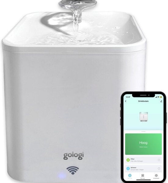 Gologi Trinkbrunnen Katze/Hund - Smart Wasserbrunnen mit App - Mit Sensor - Smart & UV Sterilisation - 2.2L - Weiß Wohnen & Kochen