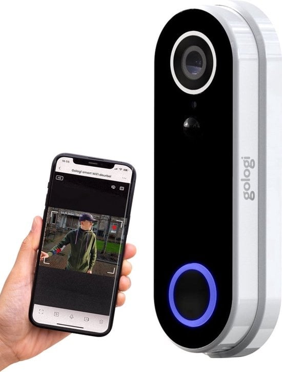 Gologi - Türklingel - HD Video Kamera und Wifi - inkl. Gong - kabellos - wasserdicht - Weiß Haus & Garten