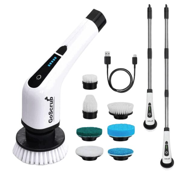 GoScrubÂ® Cleaning King V1 - Elektrische Reinigungsbürste - Elektrische Schrubbbürste - für Bad oder Küche - Schrubber mit Griff - 9 Aufsätze Wohnen & Kochen