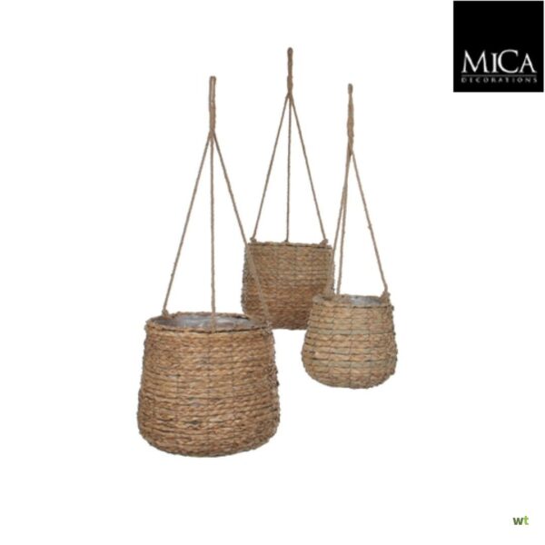 Hängender Korb Hellbraun - H80 x T26 cm - Mica Decorations Haus & Garten