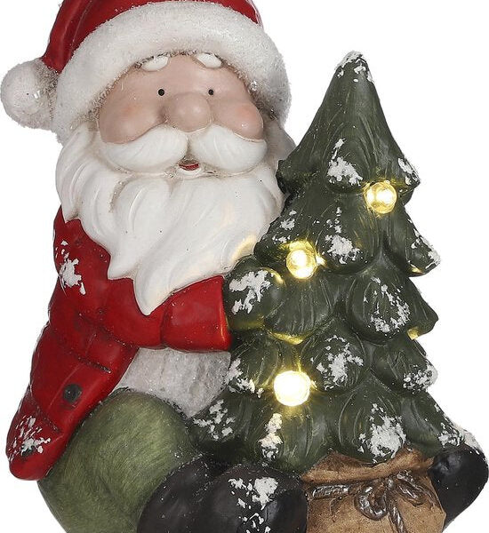 Haus der Jahreszeiten Weihnachtsmann Statue mit Lichtern - L22.5 x B21.5 x H25.5 - Rot Weihnachten