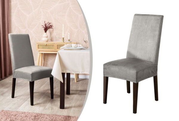 H&C stylische Stuhlhussen - 2er Set - Hellgrau Wohnen & Kochen