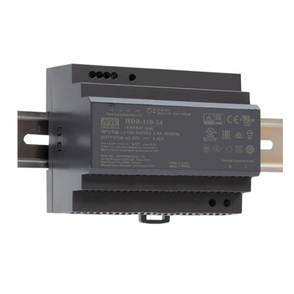 HDR-150-24 Hutschienen Netzteil 24VDC / 150W / ultra-slim / CV / TÜV