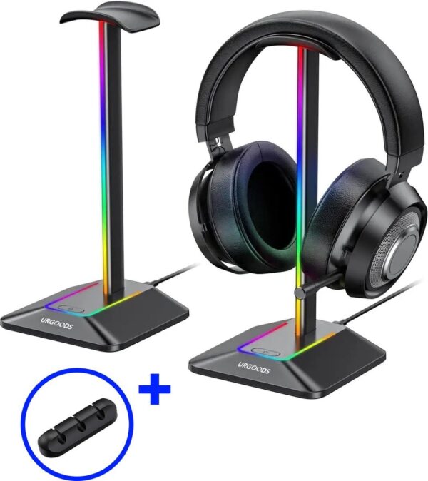 Headset-Ständer - Kopfhörerhalterung - Ständer - mit LED-Licht und Kabelorganisation Elektronik