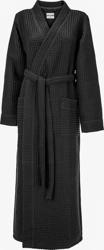 Heckettlane Bademantel Waffel - Morgenmantel für Damen und Herren - XL - Morgenmantel aus Baumwolle - Geeignet für die Sauna - Schwarz Wohnen & Kochen