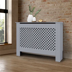 Heizkörperverkleidung 112x19x82 cm Raute Grau aus MDF ML-Design 7110