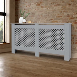 Heizkörperverkleidung 152x19x82 cm Raute Grau aus MDF ML-Design 7110