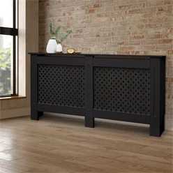 Heizkörperverkleidung 152x19x82 cm Raute Schwarz aus MDF 586