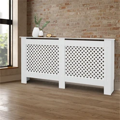 Heizkörperverkleidung 152x19x82 cm Raute Weiß aus MDF 586
