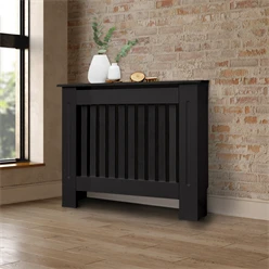 Heizkörperverkleidung 78x19x82 cm Landhaus Schwarz aus MDF 586
