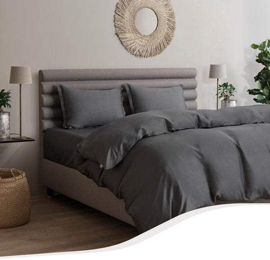 Home by TEMPUR® - Bettbezug aus 100% seidigem Bambus - bügelfrei und trocknergeeignet - Anthrazit - 140x200 cm - ohne Kissenbezug Wohnen & Kochen