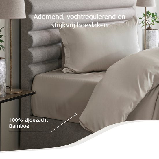 Home by TEMPUR® Topper Spannbetttuch - Natur - 180 x 200 x 9 cm - Seidig weiches Bambus - Spannbetttuch bügelfrei - trocknergeeignet Wohnen & Kochen