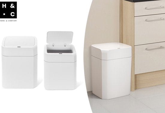 Home & Comfort Mülleimer mit Sensor - 16L + 12L - Automatischer Mülleimer - Kompaktes Design Wohnen & Kochen
