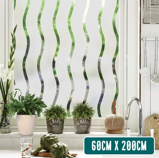 HomewellÂ® Fensterfolie HR++ 60x200 - Isolierung & Sonnenschutz - Anti-opak - Statisch - Wellen Wohnen & Kochen