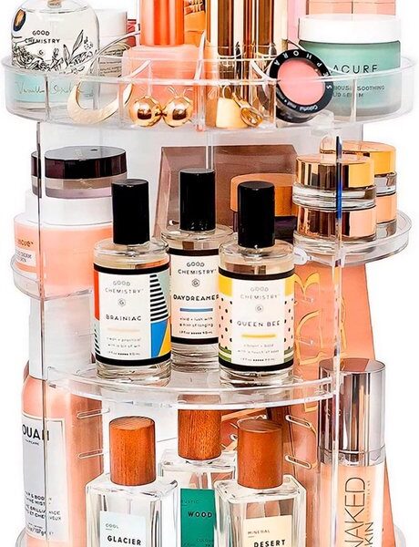 Homewize Abode - Make Up Organizer Transparent - 360 Grad drehbarer Ständer - Schmuckkästchen - Makeup & Nagellack Organizer - Acryl Schön & Gesund