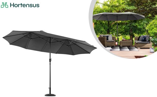 Hortensus - Doppelter Sonnenschirm - mit Schutzhülle - UV80 Schutz - 460 x 270 x 255 cm - Schwarz Haus & Garten