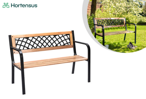 Hortensus Gartenbank aus Holz mit Metallgestell Haus & Garten