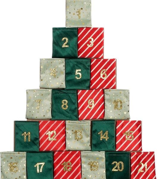 House of Seasons Adventskalender - L72 x B1 x H51 cm - Filz - Grün