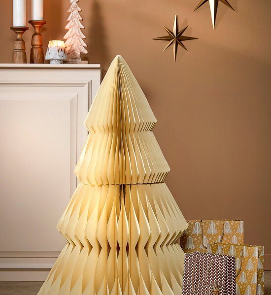 House of Seasons Dekoration Weihnachtsbaum - H120 x Ø80 cm - Papier - FSC Mix - Off White Weihnachten